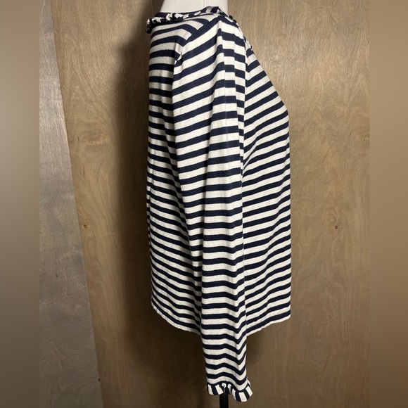 Boden Ruffle Cuff & Collar Long Sleeve Breton Tee L - Picture 3 of 9